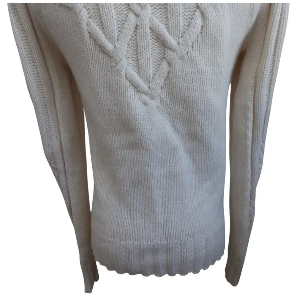 La Vie Rebecca Taylor Cable Knit Turtleneck Merino Wool Blend Sweater Size S